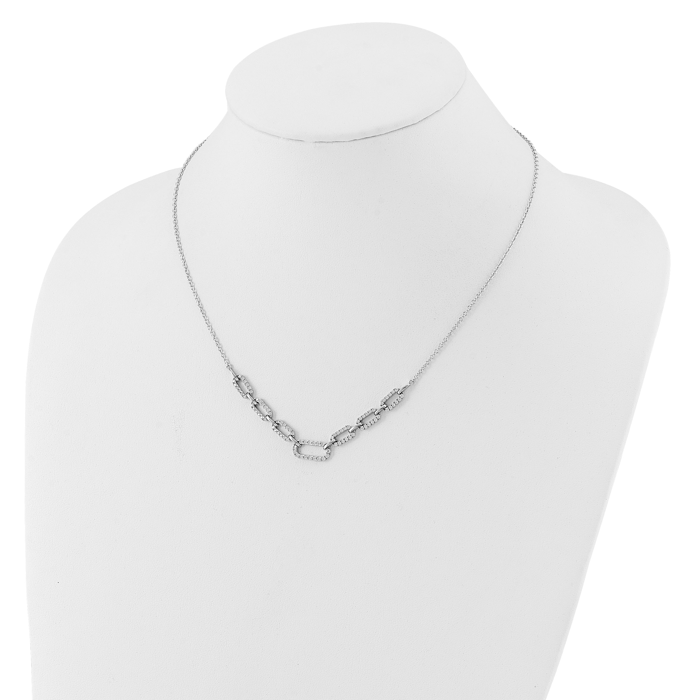 14K White Gold 1 Carat Lab Grown Diamond Vs/Si+ G+ 18 Inch Fashion Link Necklace