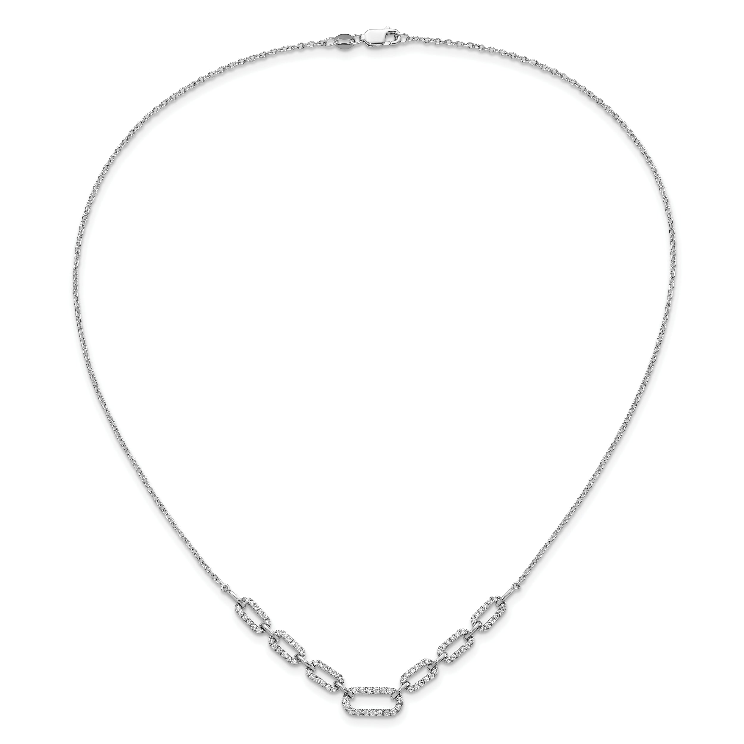 14K White Gold 1 Carat Lab Grown Diamond Vs/Si+ G+ 18 Inch Fashion Link Necklace