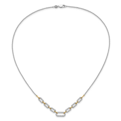 14k Two-tone Two Tone 1 Ct. Lab Grown Diamond VS/SI+ G+ 18 inch Fancy Link Necklace
