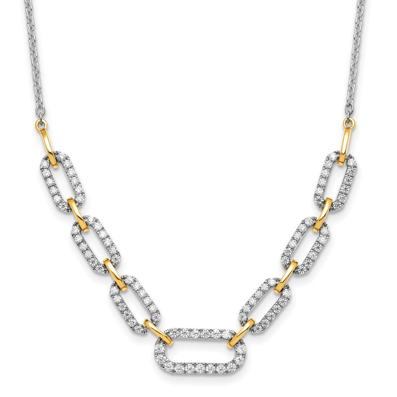 14k Two-tone Two Tone 1 Ct. Lab Grown Diamond VS/SI+ G+ 18 inch Fancy Link Necklace