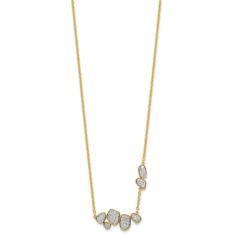 14k Yellow Gold 1/2 Ct. Lab Grown Diamond VS/SI+ G+ 16 inch Fancy Cluster Necklace