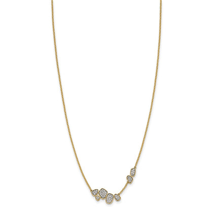 14k Yellow Gold 1/2 Ct. Lab Grown Diamond VS/SI+ G+ 16 inch Fancy Cluster Necklace