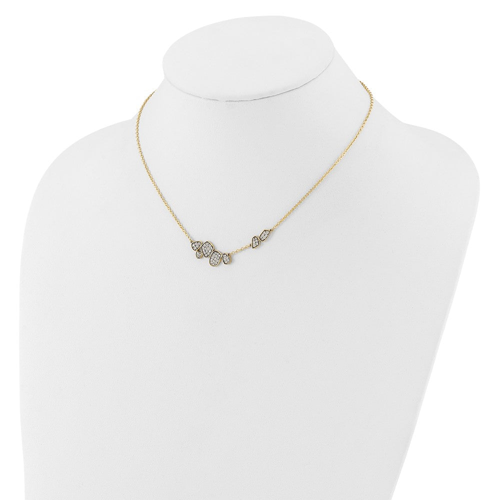 14k Yellow Gold 1/2 Ct. Lab Grown Diamond VS/SI+ G+ 16 inch Fancy Cluster Necklace