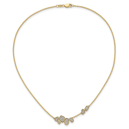 14k Yellow Gold 1/2 Ct. Lab Grown Diamond VS/SI+ G+ 16 inch Fancy Cluster Necklace