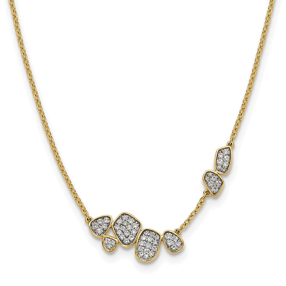 14k Yellow Gold 1/2 Ct. Lab Grown Diamond VS/SI+ G+ 16 inch Fancy Cluster Necklace