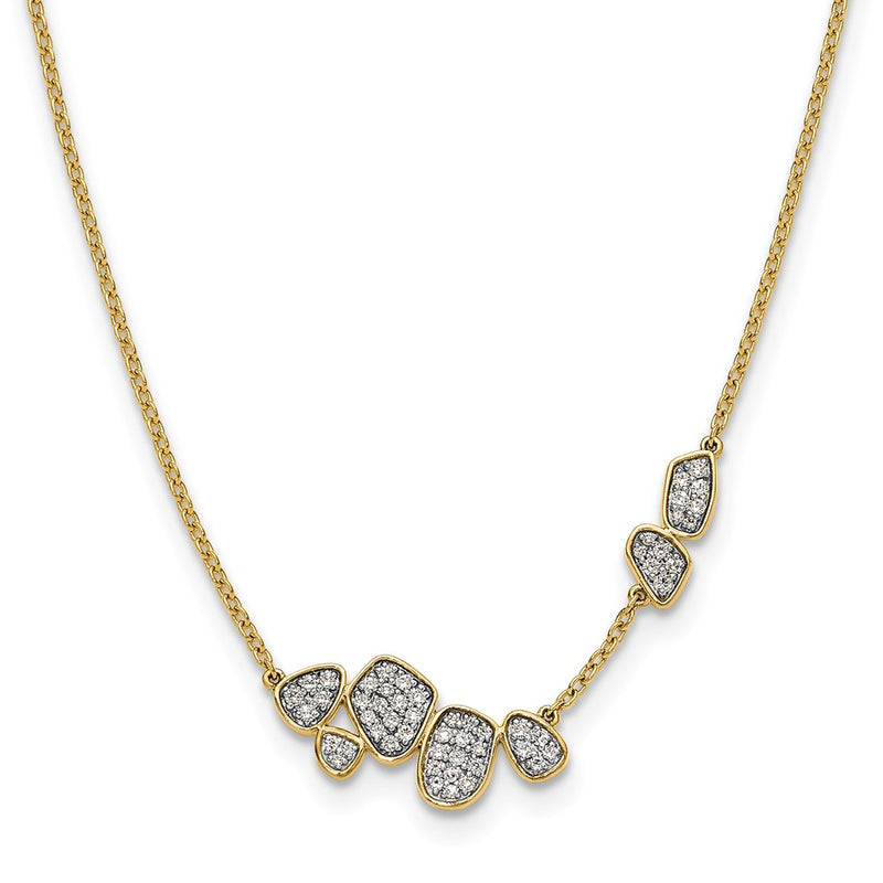 14k Yellow Gold 1/2 Ct. Lab Grown Diamond VS/SI+ G+ 16 inch Fancy Cluster Necklace
