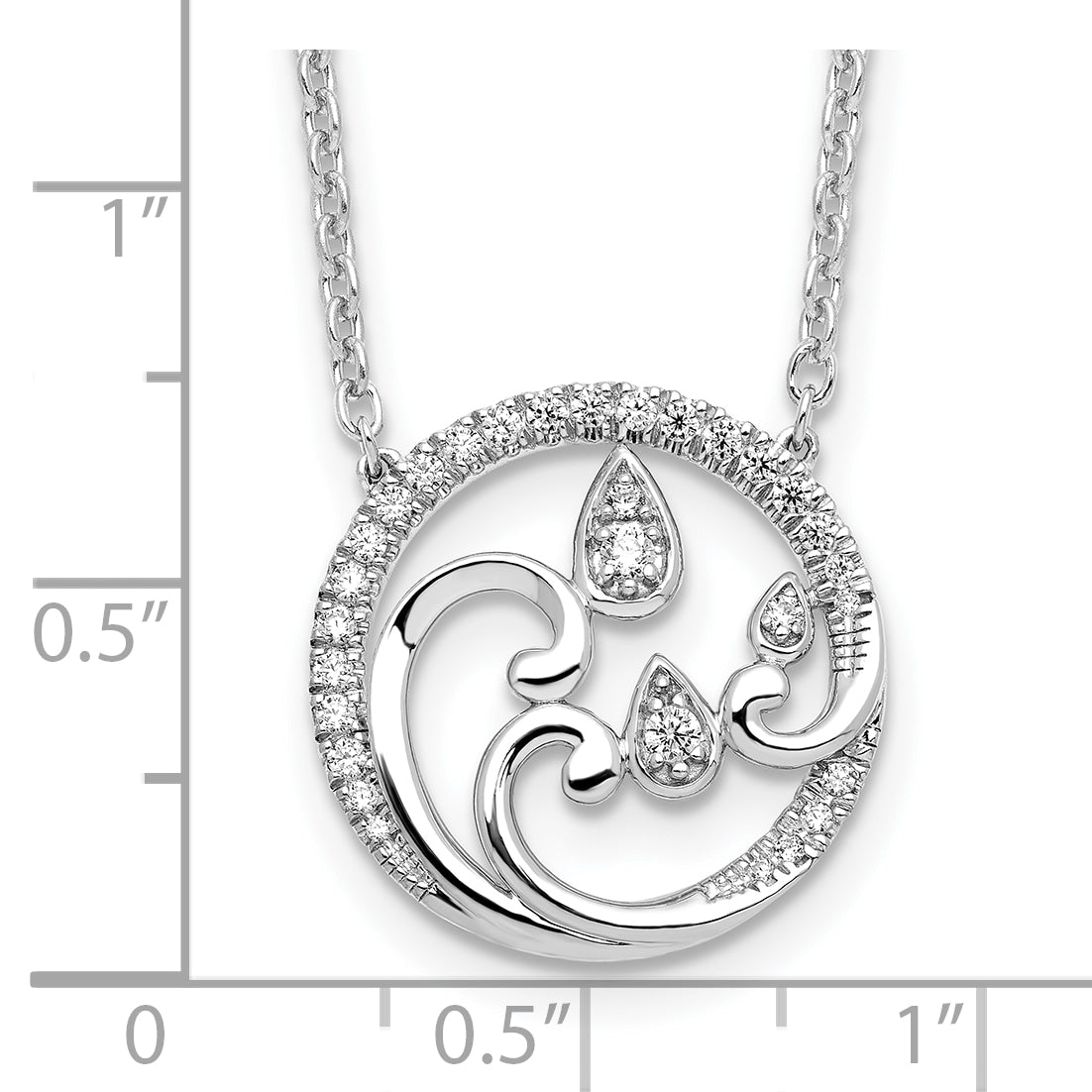 14K White Gold 1/4 Carat Lab Grown Diamond Vs/Si+ G+ 18 Inch Fancy Design Necklace