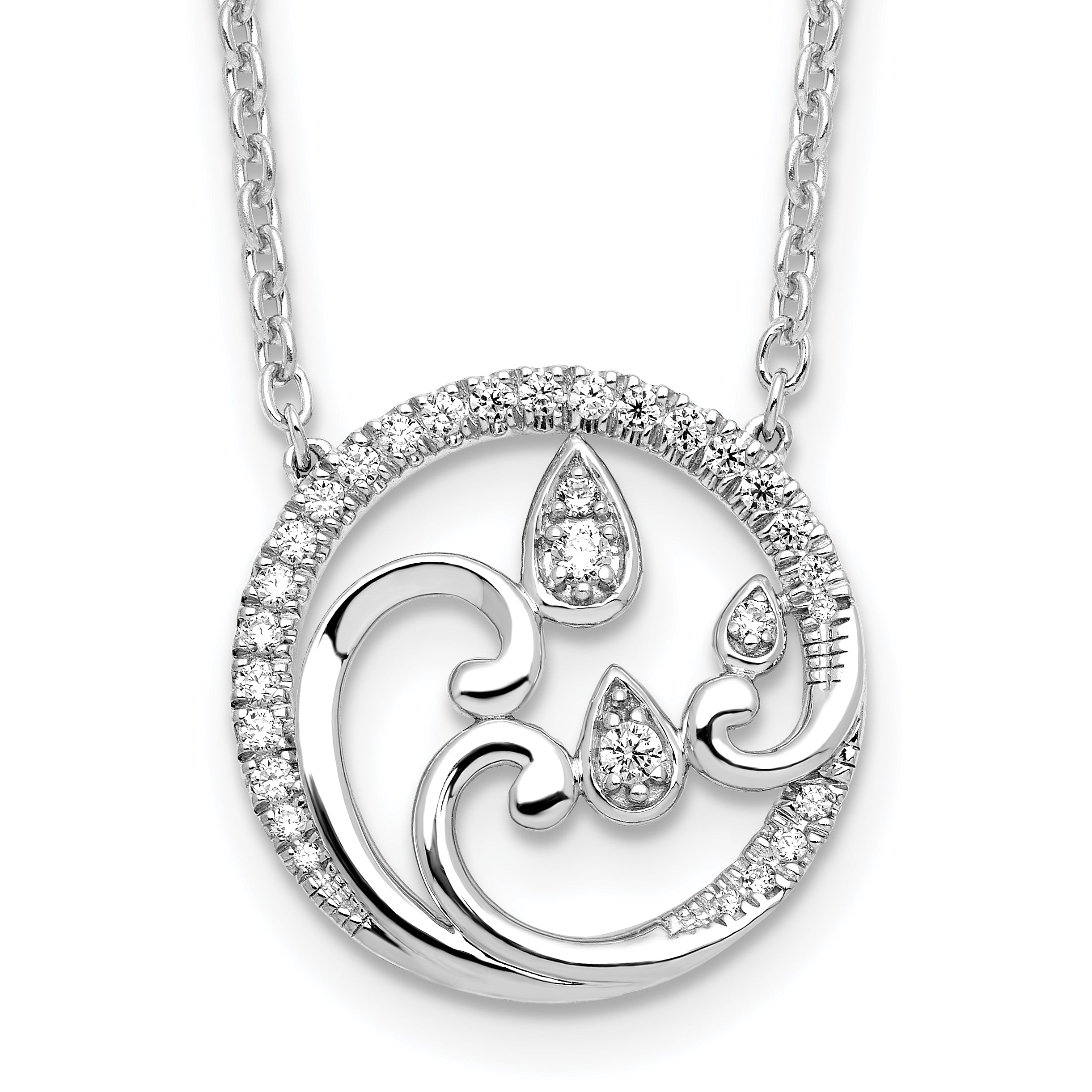14K White Gold 1/4 Carat Lab Grown Diamond Vs/Si+ G+ 18 Inch Fancy Design Necklace
