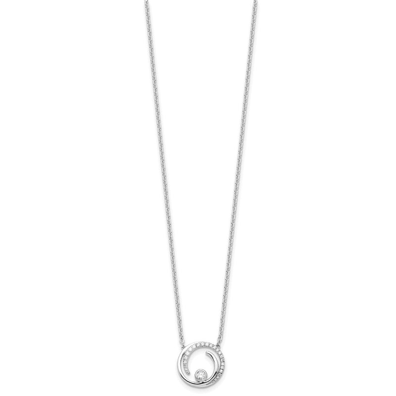14k White Gold 1/5 Ct. Lab Grown Diamond VS/SI+ G+ 18 inch Fancy Swirl Circle Design Necklace