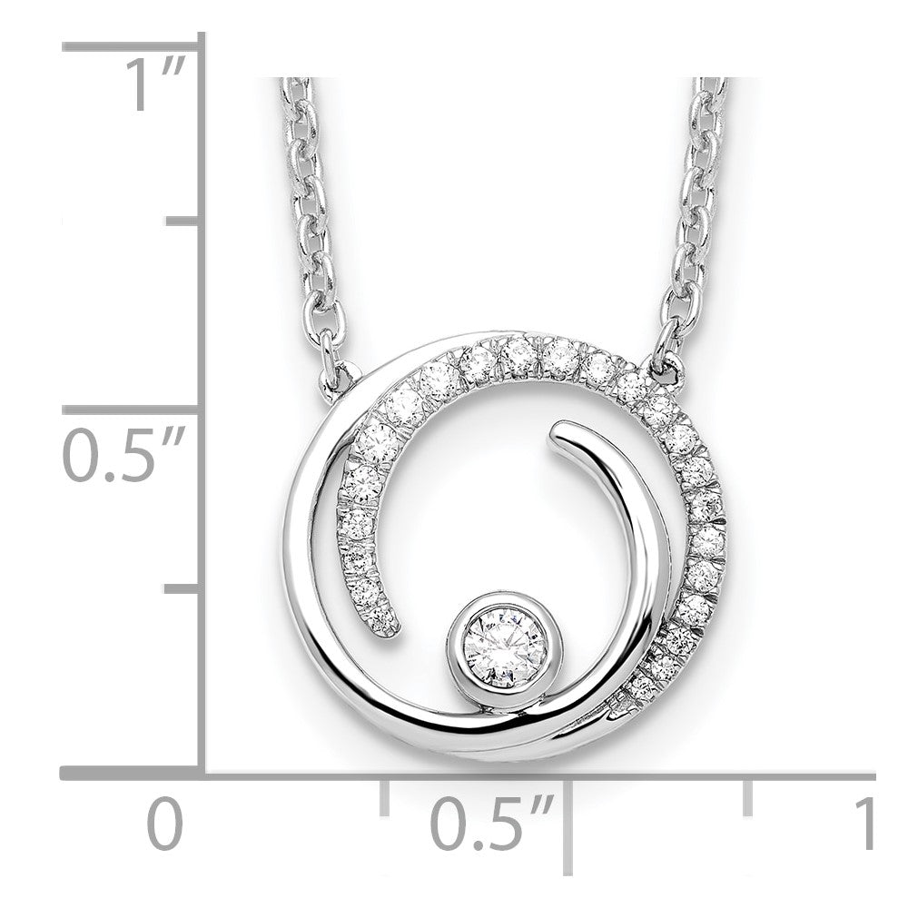 14k White Gold 1/5 Ct. Lab Grown Diamond VS/SI+ G+ 18 inch Fancy Swirl Circle Design Necklace