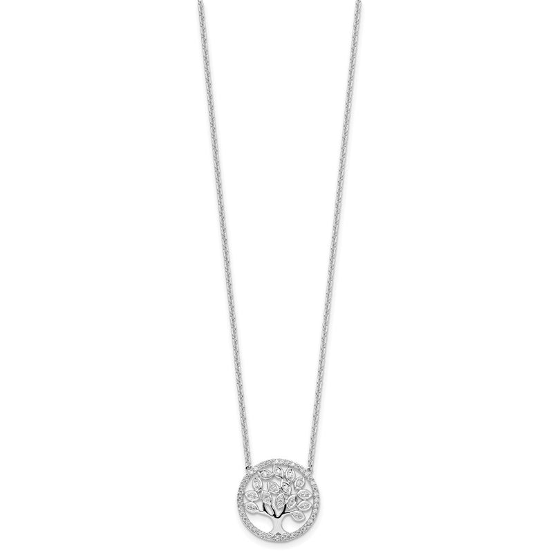 14K White Gold 1/3 Carat Lab Grown Diamond Vs/Si+ G+ 18 Inch Tree Of Life Necklace
