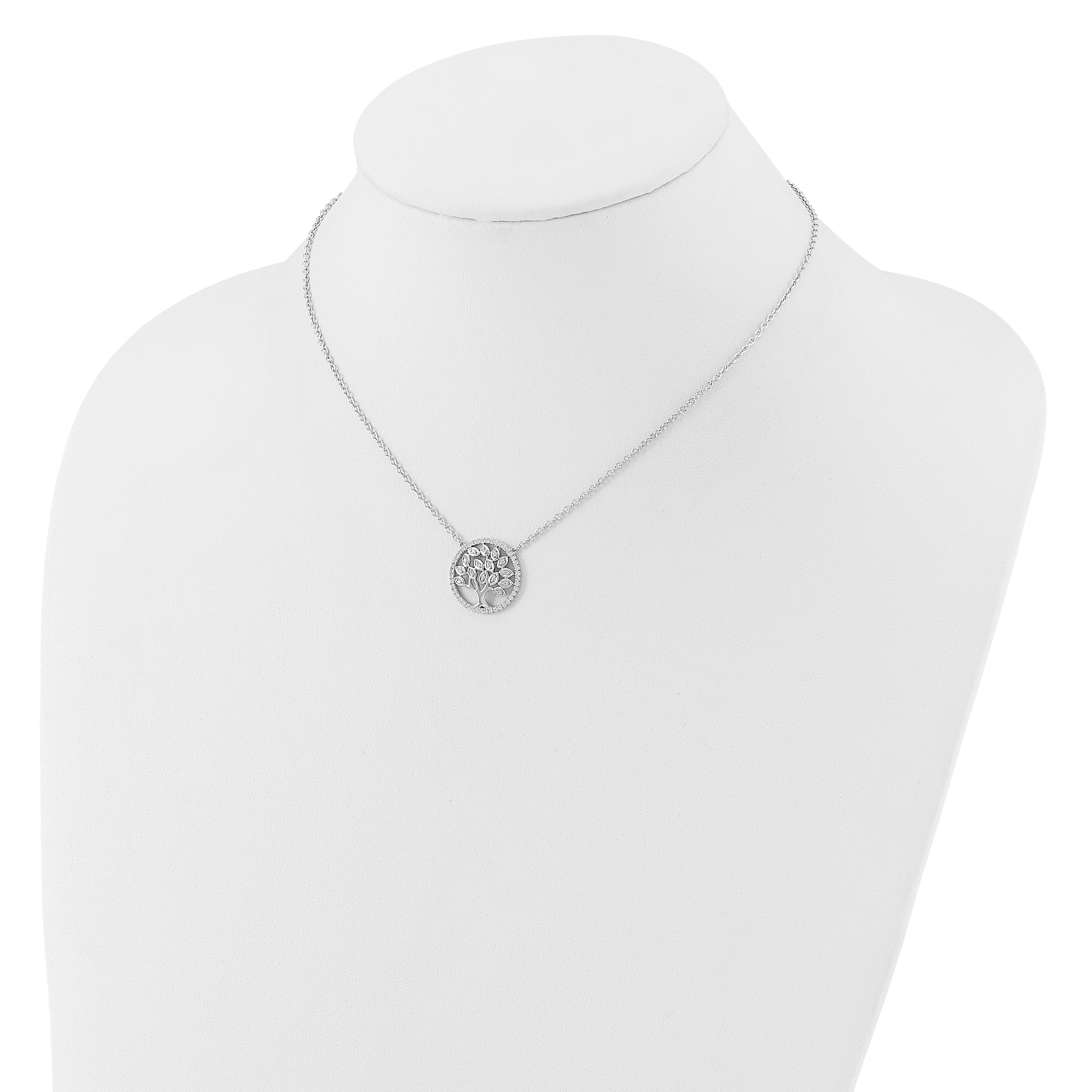 14K White Gold 1/3 Carat Lab Grown Diamond Vs/Si+ G+ 18 Inch Tree Of Life Necklace