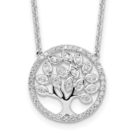 14K White Gold 1/3 Carat Lab Grown Diamond Vs/Si+ G+ 18 Inch Tree Of Life Necklace