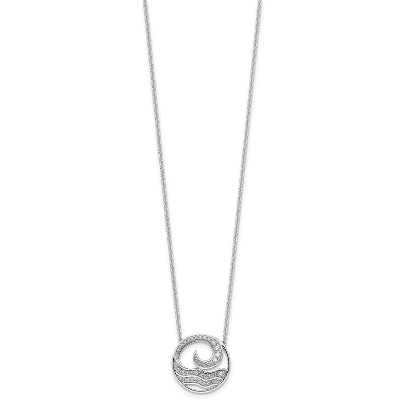 14K White Gold Lab Grown VS/SI+ G+ Diamond Ocean in Circle Necklace