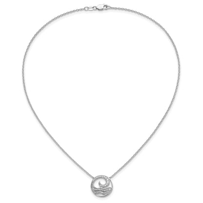 14K White Gold Lab Grown VS/SI+ G+ Diamond Ocean in Circle Necklace