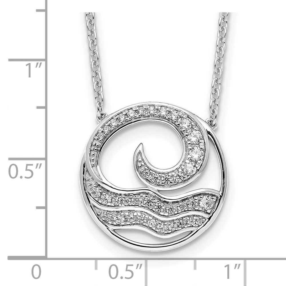 14K White Gold Lab Grown VS/SI+ G+ Diamond Ocean in Circle Necklace
