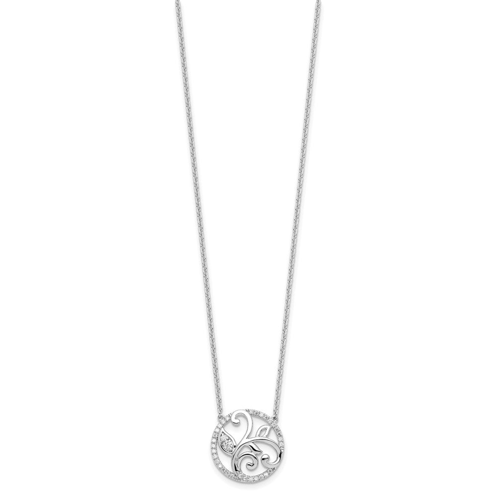 14K White Gold Lab Grown VS/SI+ G+ Diamond Floral Circle Necklace