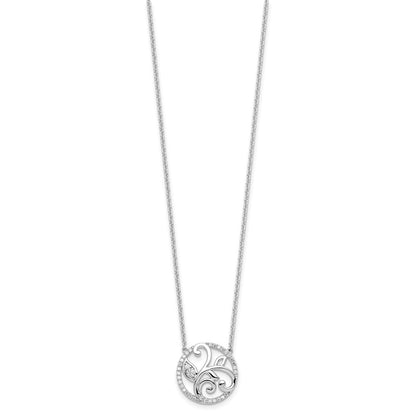 14K White Gold Lab Grown VS/SI+ G+ Diamond Floral Circle Necklace