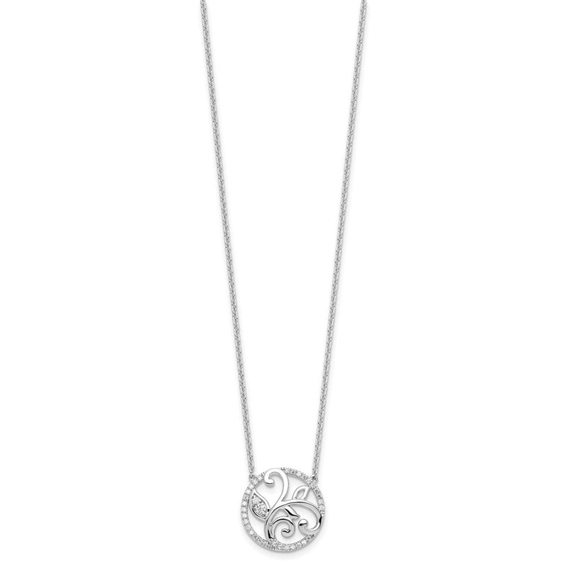 14K White Gold Lab Grown VS/SI+ G+ Diamond Floral Circle Necklace