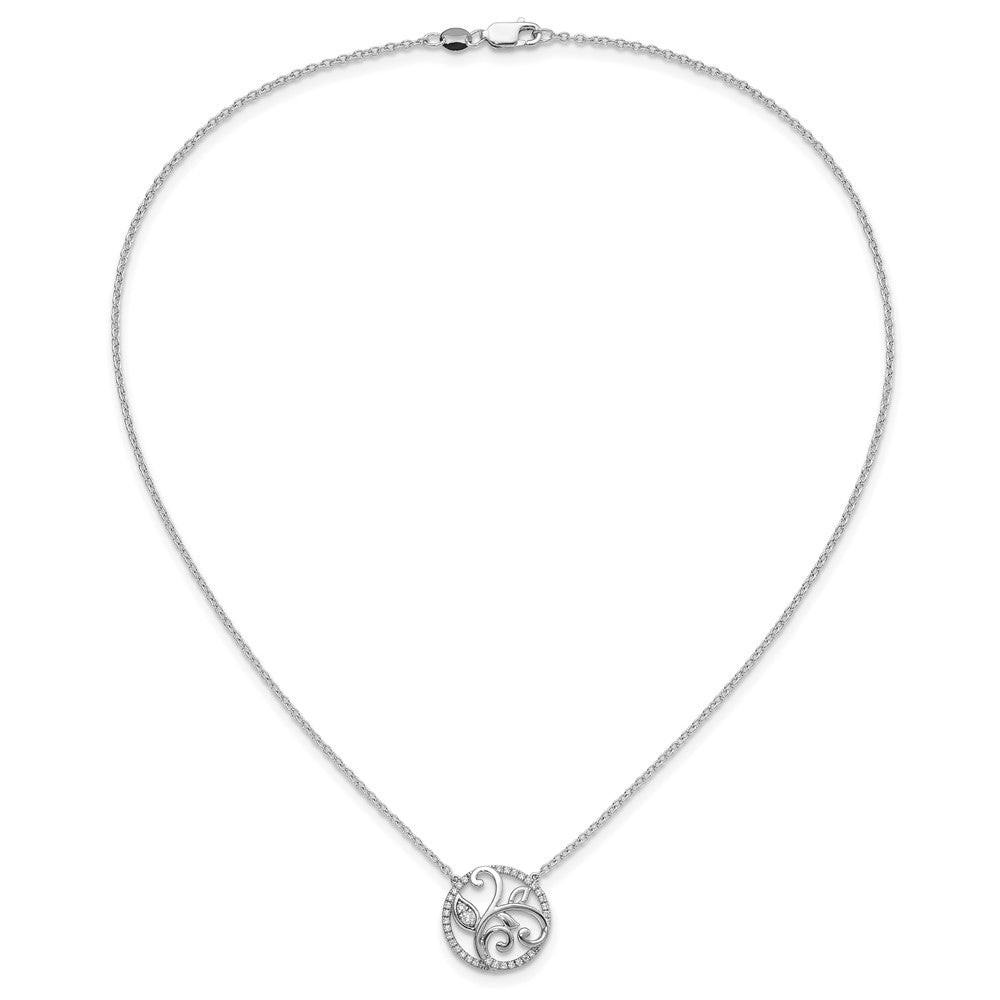 14K White Gold Lab Grown VS/SI+ G+ Diamond Floral Circle Necklace