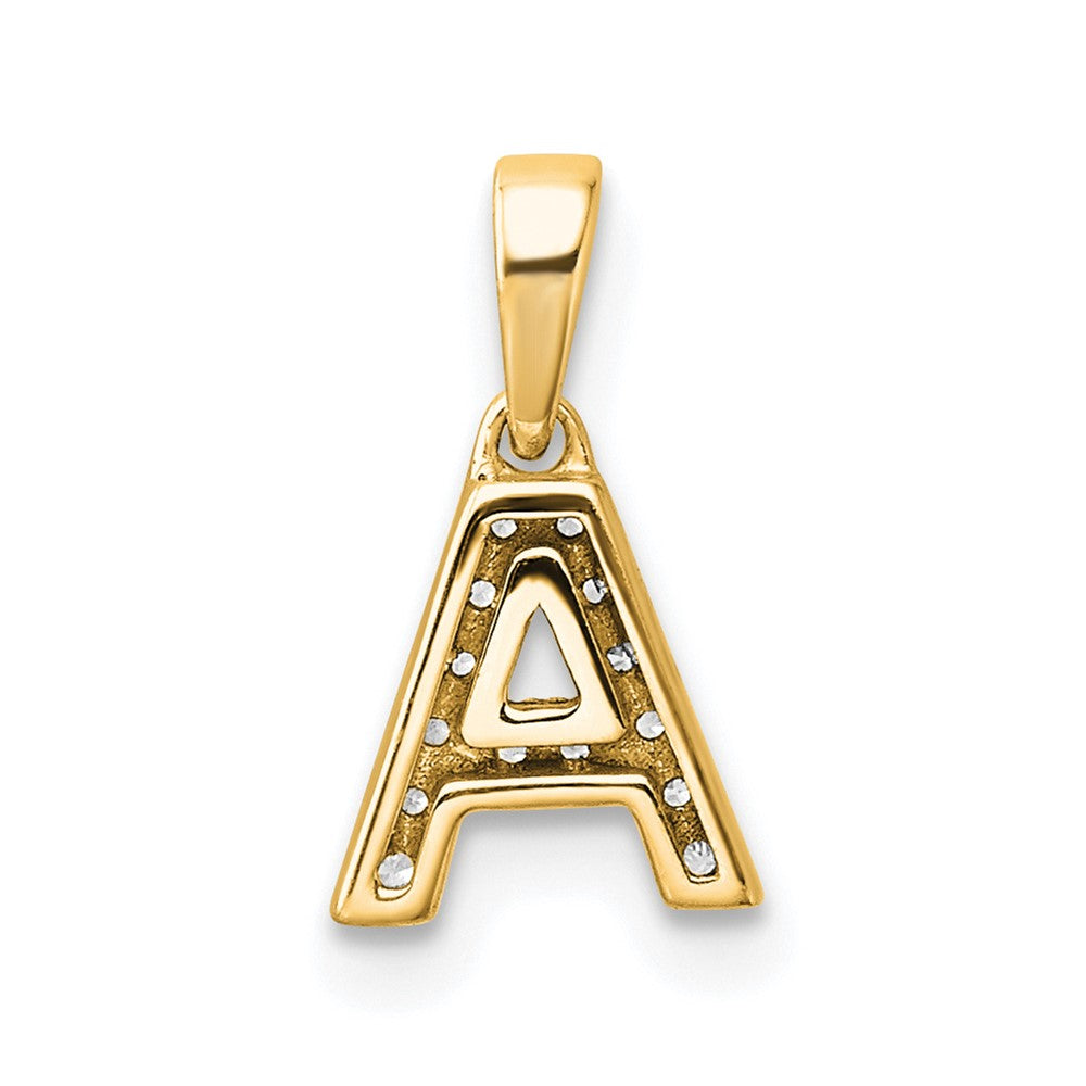 10K Yellow Gold 10K Diamond Letter A Initial With Bail Pendant
