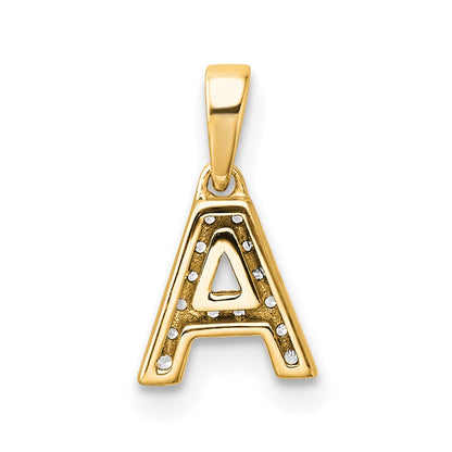 10K Yellow Gold 10K Diamond Letter A Initial With Bail Pendant