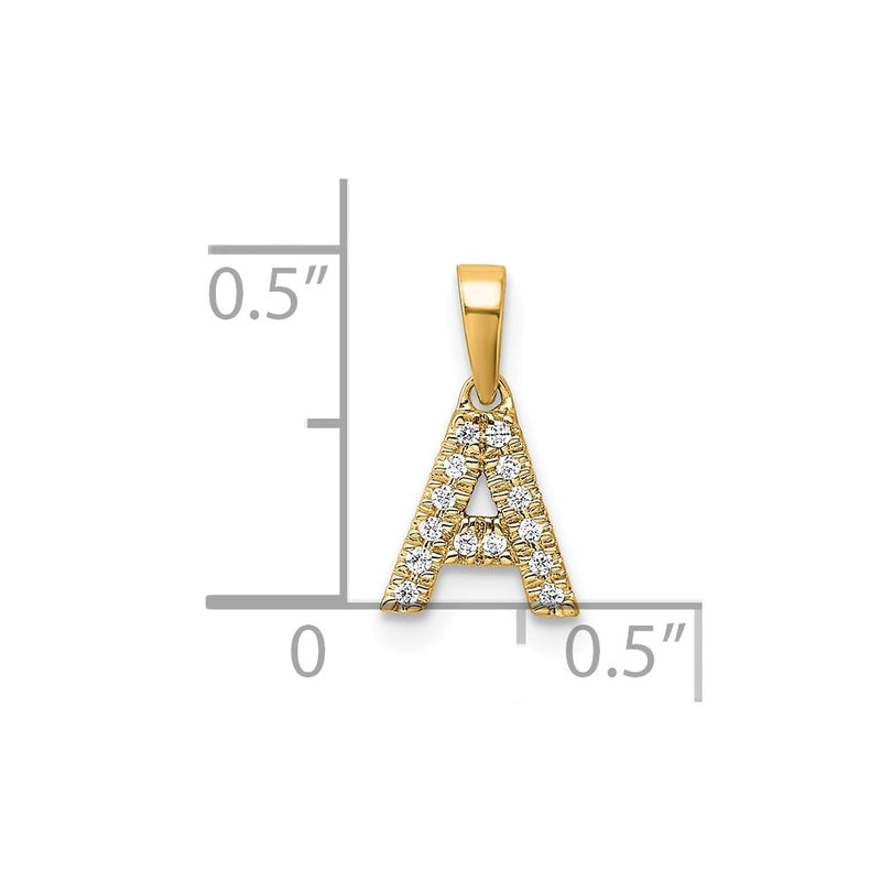 10K Yellow Gold 10K Diamond Letter A Initial With Bail Pendant