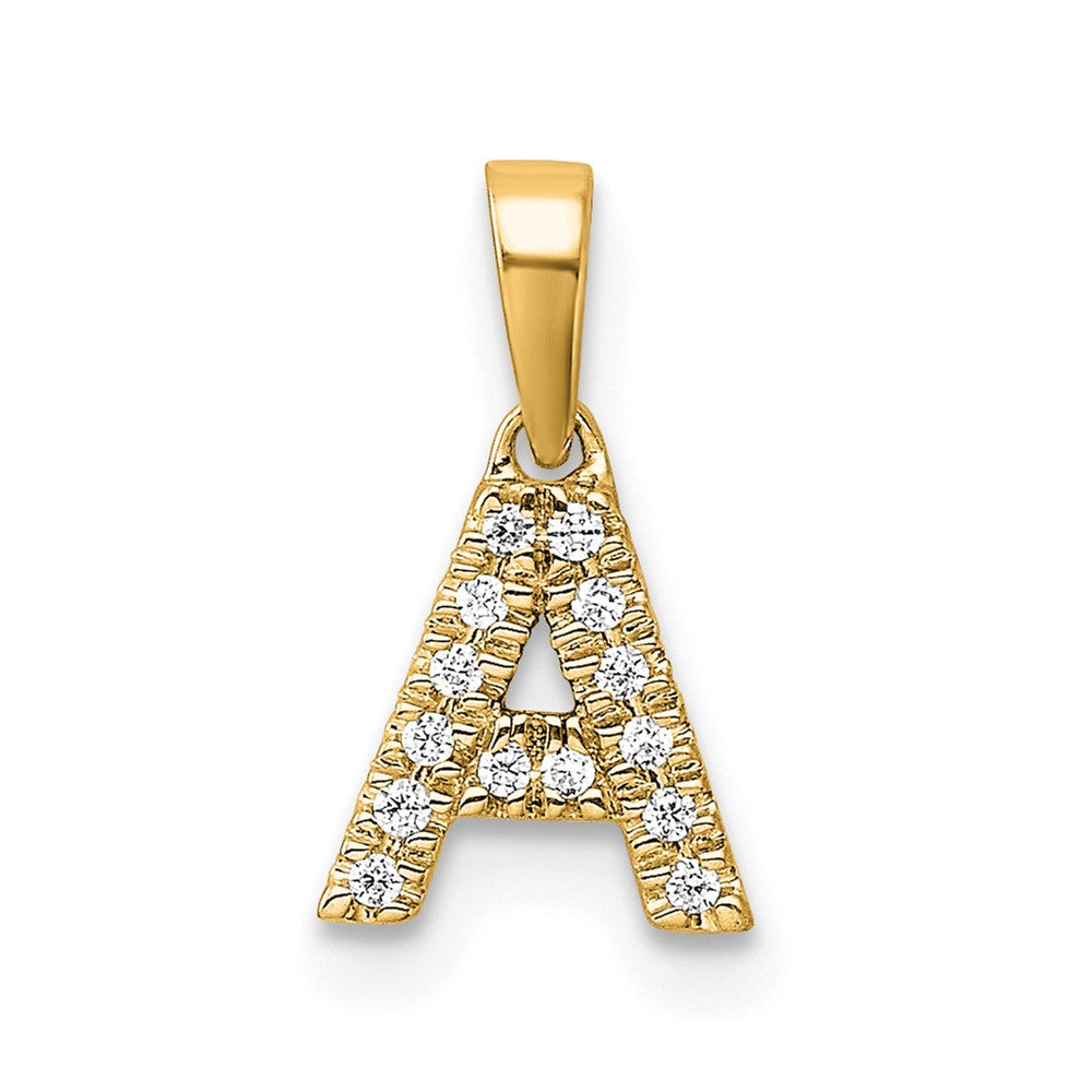 10K Yellow Gold 10K Diamond Letter A Initial With Bail Pendant