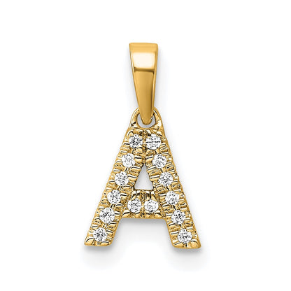 10K Yellow Gold 10K Diamond Letter A Initial With Bail Pendant