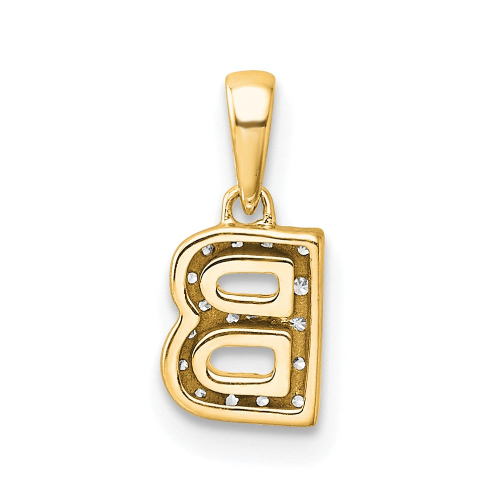 10K Yellow Gold 10K Diamond Letter B Initial With Bail Pendant