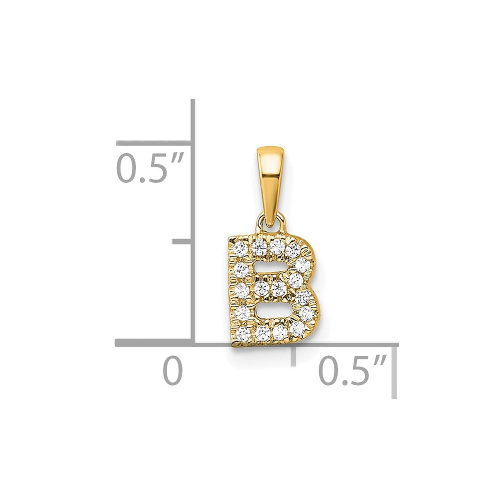 10K Yellow Gold 10K Diamond Letter B Initial With Bail Pendant