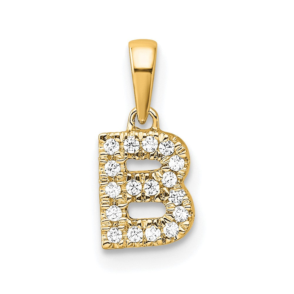 10K Yellow Gold 10K Diamond Letter B Initial With Bail Pendant