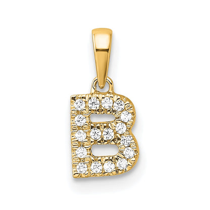 10K Yellow Gold 10K Diamond Letter B Initial With Bail Pendant