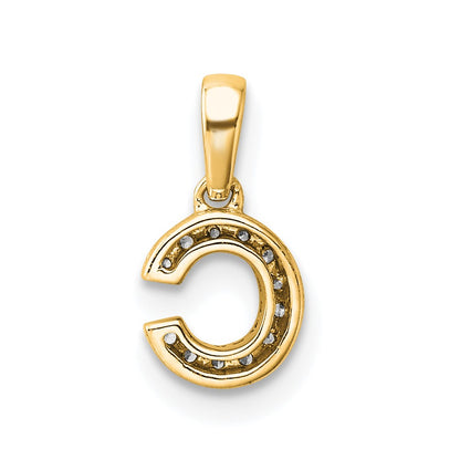 10K Yellow Gold 10K Diamond Letter C Initial With Bail Pendant