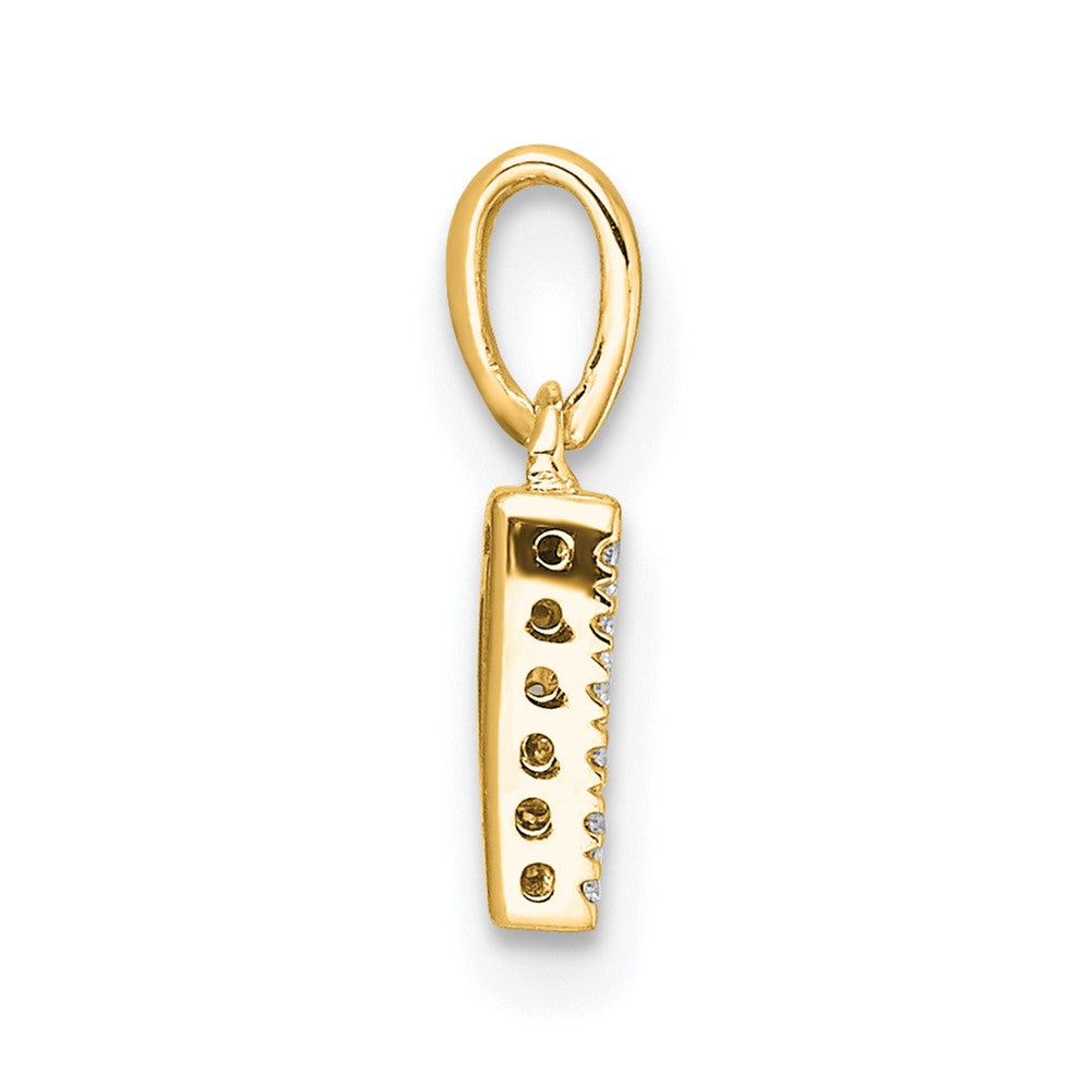 10K Yellow Gold 10K Diamond Letter D Initial With Bail Pendant