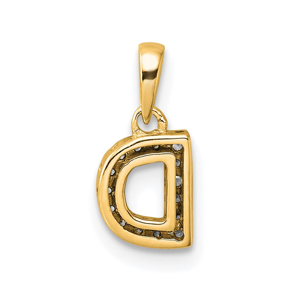 10K Yellow Gold 10K Diamond Letter D Initial With Bail Pendant