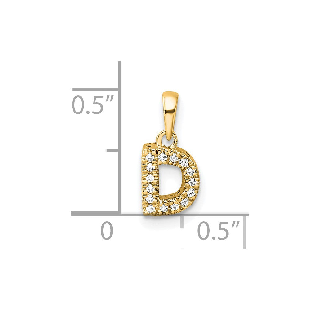 10K Yellow Gold 10K Diamond Letter D Initial With Bail Pendant