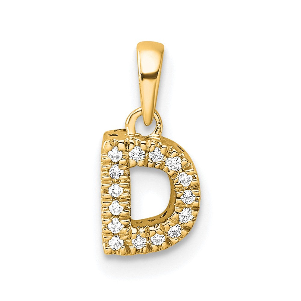 10K Yellow Gold 10K Diamond Letter D Initial With Bail Pendant