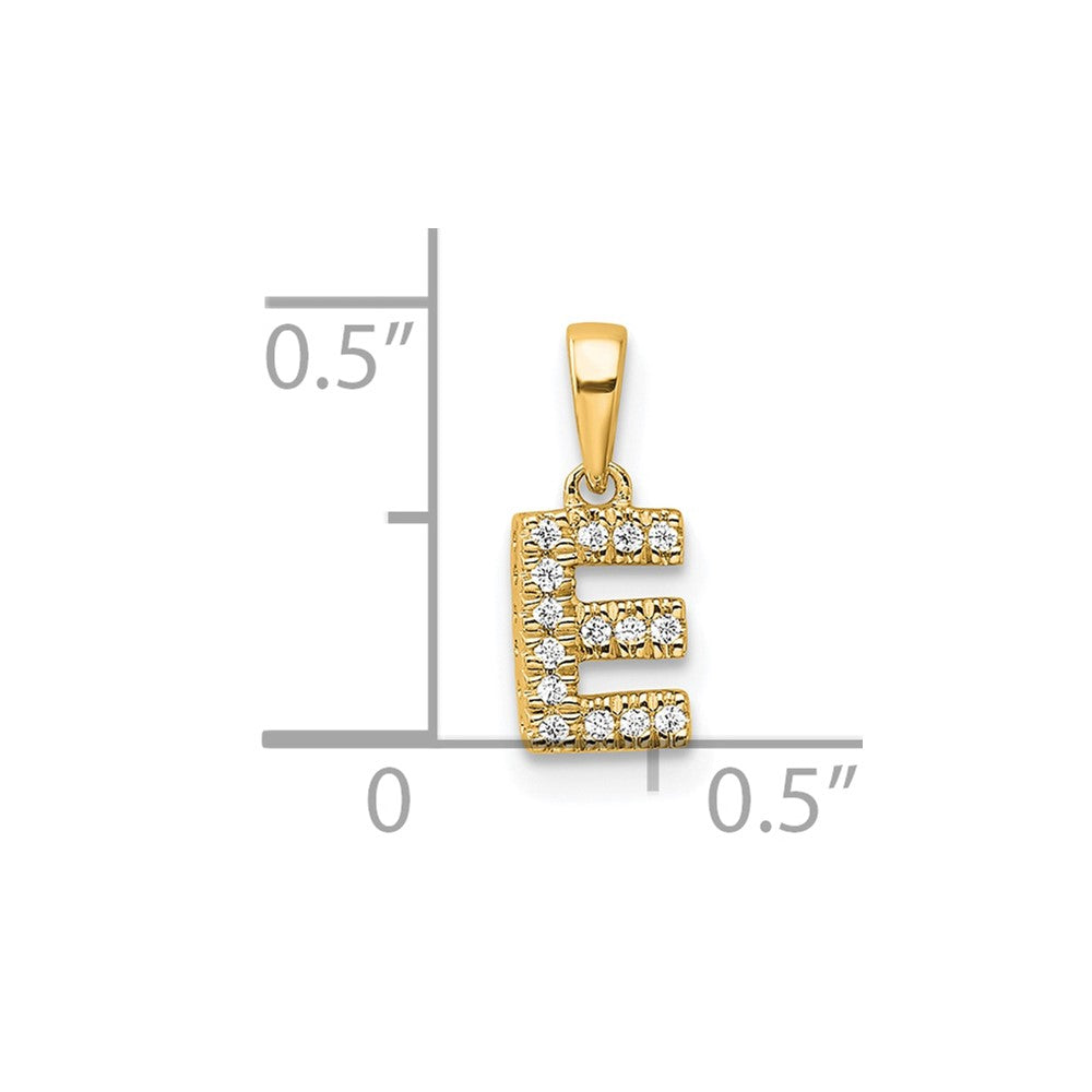 10K Yellow Gold 10K Diamond Letter E Initial With Bail Pendant