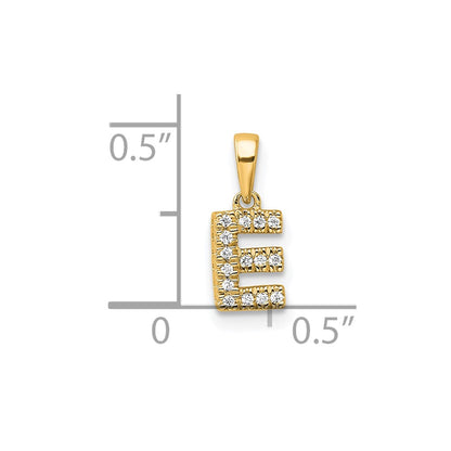 10K Yellow Gold 10K Diamond Letter E Initial With Bail Pendant