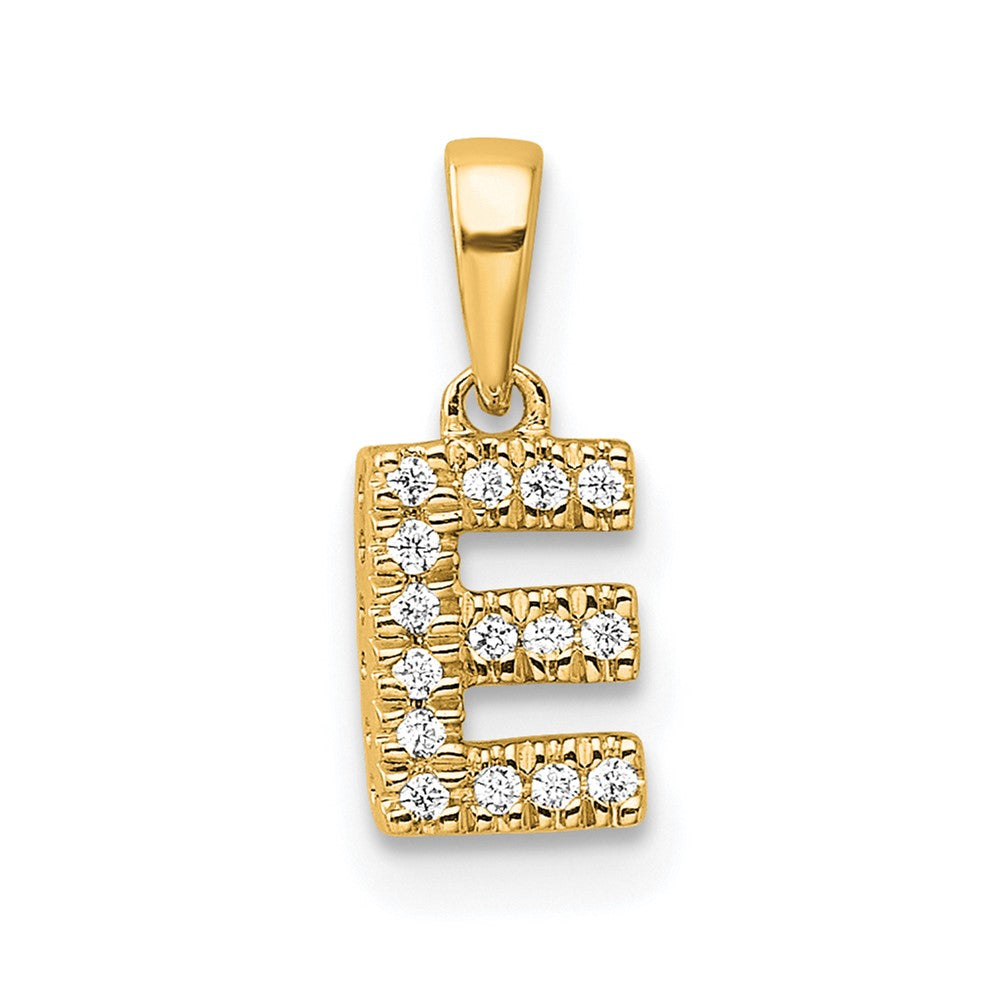 10K Yellow Gold 10K Diamond Letter E Initial With Bail Pendant