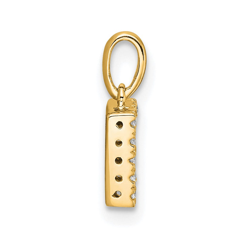 10K Yellow Gold 10K Diamond Letter F Initial With Bail Pendant