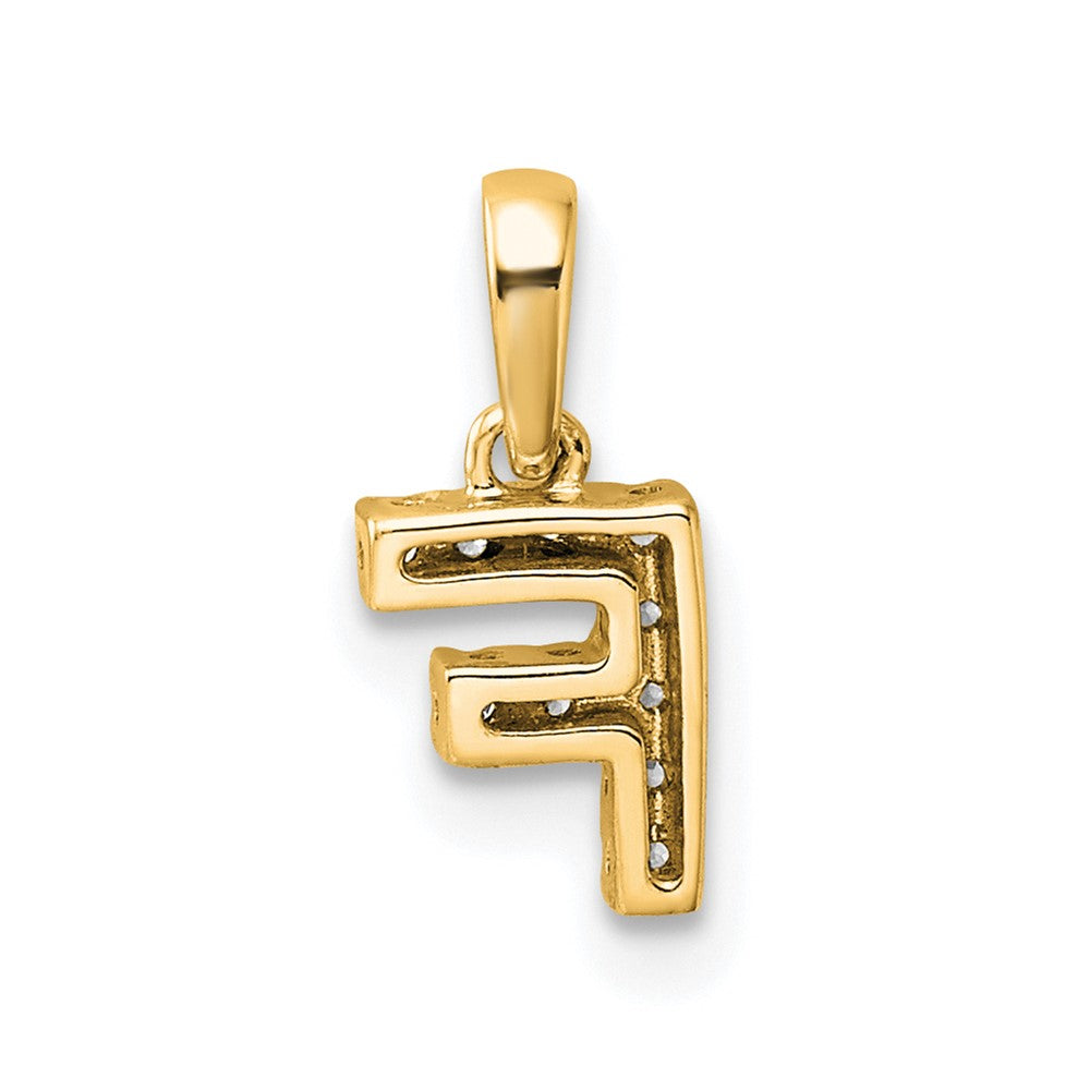10K Yellow Gold 10K Diamond Letter F Initial With Bail Pendant