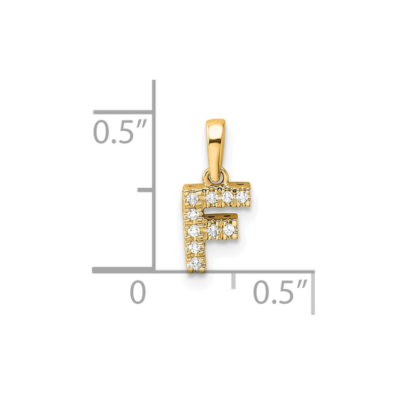 10K Yellow Gold 10K Diamond Letter F Initial With Bail Pendant