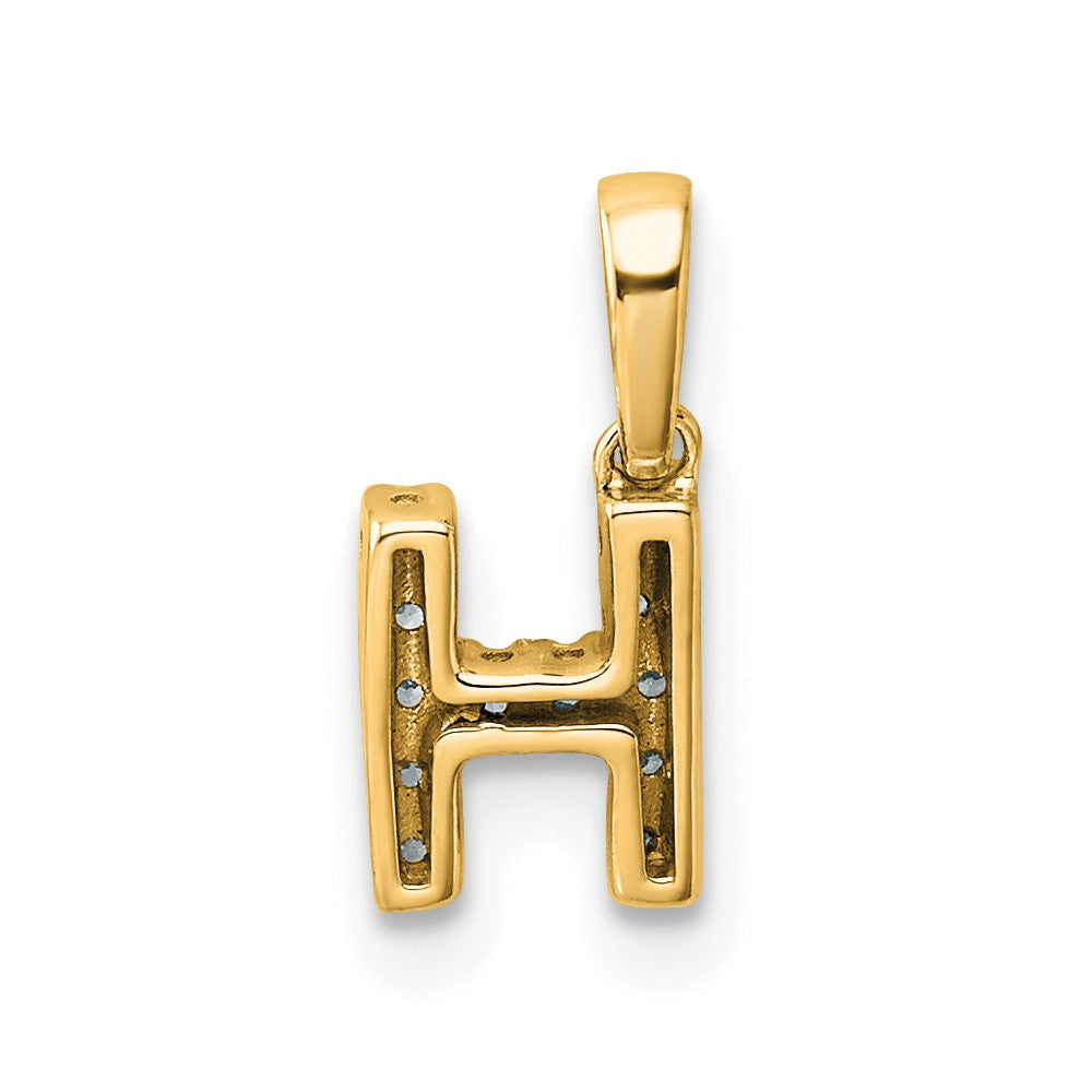 10K Yellow Gold 10K Diamond Letter H Initial With Bail Pendant