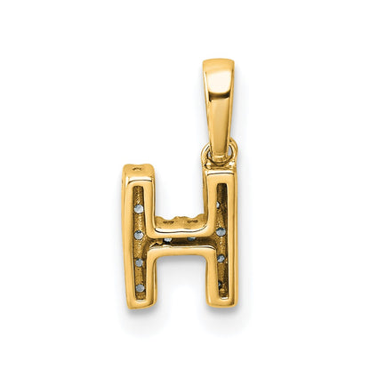 10K Yellow Gold 10K Diamond Letter H Initial With Bail Pendant