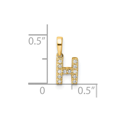 10K Yellow Gold 10K Diamond Letter H Initial With Bail Pendant