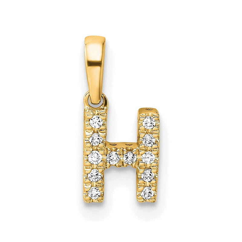 10K Yellow Gold 10K Diamond Letter H Initial With Bail Pendant