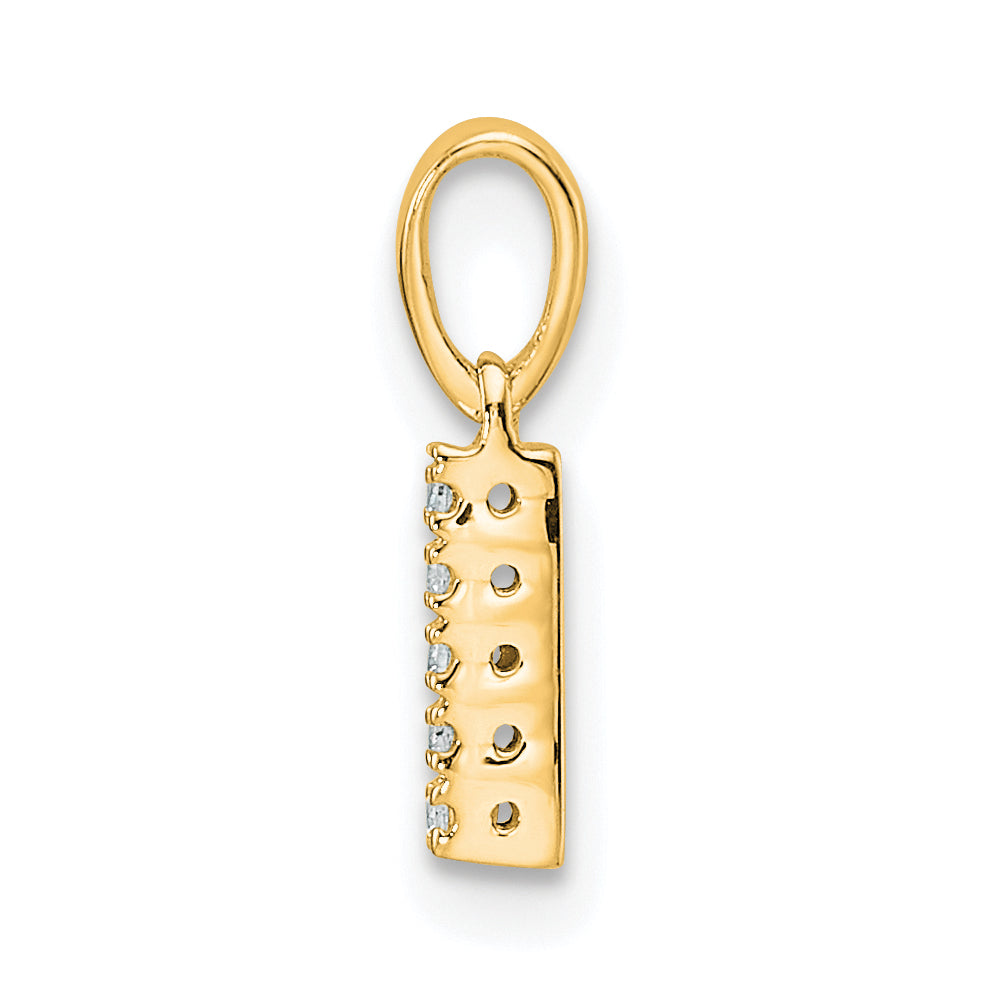 10K Yellow Gold 10K Diamond Letter I Initial With Bail Pendant