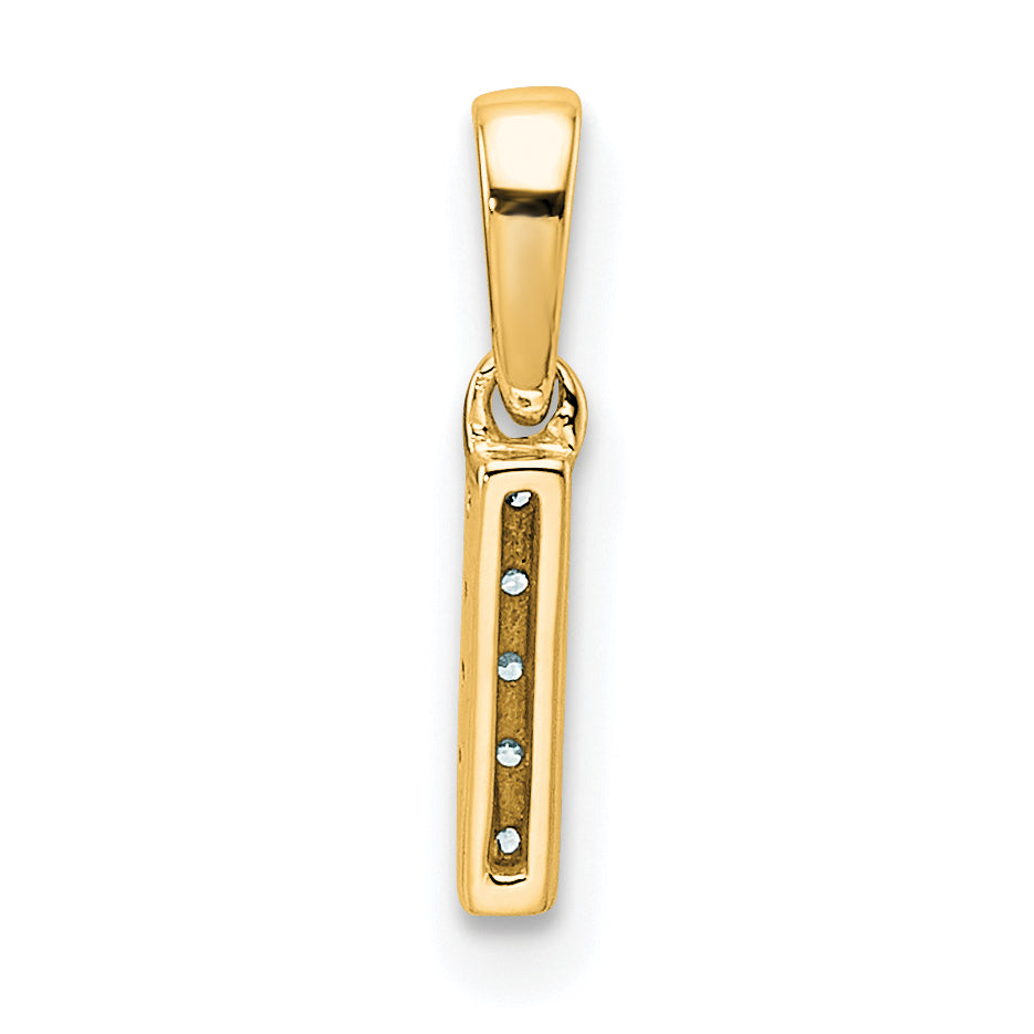 10K Yellow Gold 10K Diamond Letter I Initial With Bail Pendant